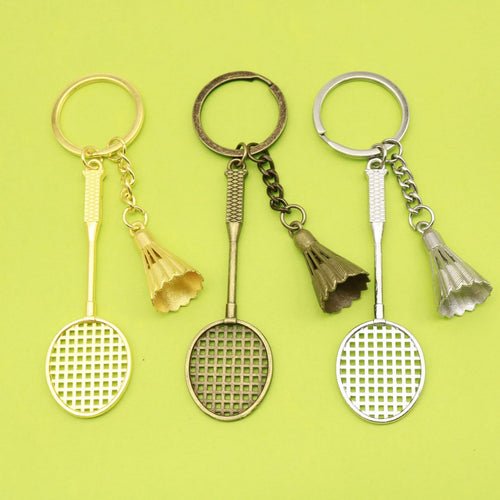 Metal Badminton Racket Keychain Sports Souvenir Gift