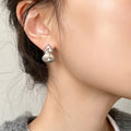 Light Luxury Faux Pearl Zircon Hollow Gourd Drop Earrings With Silver Pins view 4