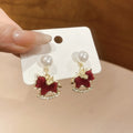 Light Luxury Horse Drop Earrings With Faux Pearl Rhinestone Flocked Animal Design view 4
