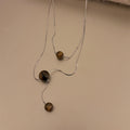 Light Luxury Double Layer Tiger Eye Copper Round Geometric Sweater Necklace For Women view 3