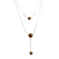 Light Luxury Double Layer Tiger Eye Copper Round Geometric Sweater Necklace For Women view 5