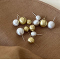 Brushed Copper Round Stud Earrings For Women Minimalist Geometric Light Luxury Versatile Jewelry view 3