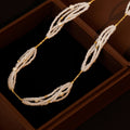 French Vintage Faux Pearl Crystal Round Beaded Geometric Clavicle Necklace For Women view 4