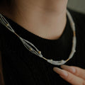 French Vintage Faux Pearl Crystal Round Beaded Geometric Clavicle Necklace For Women view 3