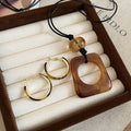 Acrylic Brown Leopard Print Pendant Necklace And Hoop Earrings Jewelry Set, Minimalist Light Luxury Style view 1