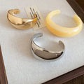 European American Style Smooth Iron Open Cuff Bangle, Round Minimalist Light Luxury Commuter Jewelry view 4
