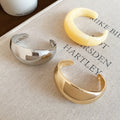 European American Style Smooth Iron Open Cuff Bangle, Round Minimalist Light Luxury Commuter Jewelry view 2