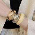 European American Style Smooth Iron Open Cuff Bangle, Round Minimalist Light Luxury Commuter Jewelry view 1