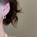 14K Gold Plated Zircon Faux Pearl Geometric Round Drop Earrings For Women view 3