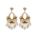 Ethnic Vintage Geometric Artificial Crystal Tassel Drop Earrings With Silver Needle Studs view 5