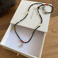 Vintage Ethnic Artificial Crystal Beaded Pendant Necklace With Round Geometric Charm view 2