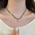 Vintage Ethnic Artificial Crystal Beaded Pendant Necklace With Round Geometric Charm view 3
