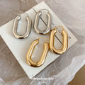 Minimalist Iron Smooth Oval Hoop Earrings, Geometric Light Luxury Commuter Ear Cuffs view 2