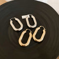 Minimalist Iron Smooth Oval Hoop Earrings, Geometric Light Luxury Commuter Ear Cuffs view 4