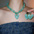 Acrylic Heart Oval Geometric Jewelry Set With Necklace Bracelet And Stud Earrings view 3