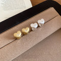 Copper Zircon Heart Earrings With Brushed Finish, Light Luxury Daily Commuter Jewelry view 4