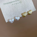 Copper Zircon Heart Earrings With Brushed Finish, Light Luxury Daily Commuter Jewelry view 2