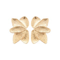Gold Tone Iron Smooth Textured Petal Flower Stud Earrings For Women European American Statement Style view 5
