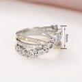 Three Tone Plated Cross X Ring For Women Wax Set Zircon Trendy Designer Finger Jewelry view 4