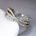 Three Tone Plated Cross X Ring For Women Wax Set Zircon Trendy Designer Finger Jewelry view 5