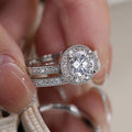 Classic Wedding Proposal Couple Rings Round Wax Setting Plated Elegant Fashion Accessories view 2