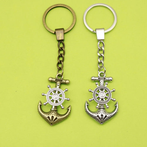 Vintage Metal Pirate Ship Anchor Keychain Rotating Car Gift