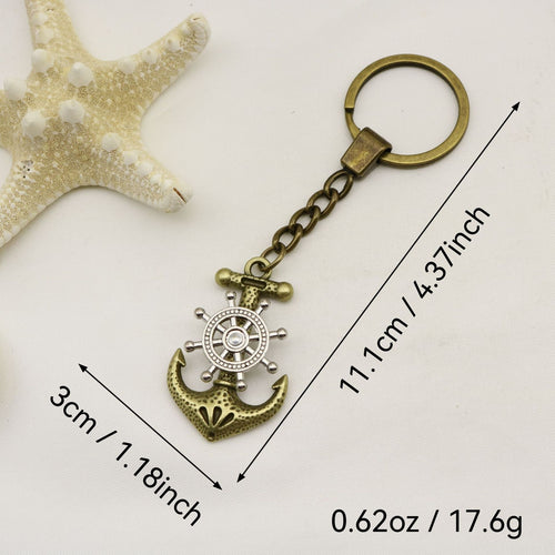 Vintage Metal Pirate Ship Anchor Keychain Rotating Car Gift