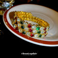 French Vintage Rhinestone Triple Layer Open Alloy Bangle Light Luxury Round Cuff Jewelry view 2
