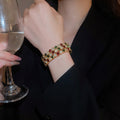 French Vintage Rhinestone Triple Layer Open Alloy Bangle Light Luxury Round Cuff Jewelry view 3