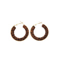 Maillard Retro Leopard Print Flocked Round Stud Earrings With Silver Pins Light Luxury Geometric Jewelry view 5