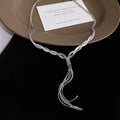 Korean Light Luxury Copper Multi Layer Cross Tassel Sweater Necklace For Women view 4
