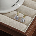 Elegant French Gold Plated Round Zircon Crystal Drop Stud Earrings For Women Luxury Minimalist Earrings view 3