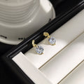 Elegant French Gold Plated Round Zircon Crystal Drop Stud Earrings For Women Luxury Minimalist Earrings view 1