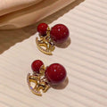 18K Gold Plated Copper Zircon Round Horse Stud Earrings New Chinese Retro Zodiac Jewelry view 2