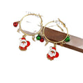 Light Luxury Alloy Santa And Christmas Tree Enamel Hoop Earrings For Everyday Holiday Style view 5