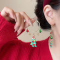 Light Luxury Alloy Santa And Christmas Tree Enamel Hoop Earrings For Everyday Holiday Style view 2