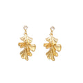 Alloy Ginkgo Leaf Drop Earrings With Silver Needle, Minimalist Light Luxury Commuter Jewelry view 5
