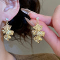 Alloy Ginkgo Leaf Drop Earrings With Silver Needle, Minimalist Light Luxury Commuter Jewelry view 4