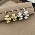 Alloy Ginkgo Leaf Drop Earrings With Silver Needle, Minimalist Light Luxury Commuter Jewelry view 3