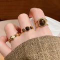 18K Gold Plated Tiger Eye Round Open Ring For Women view 1