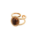 18K Gold Plated Tiger Eye Round Open Ring For Women view 5
