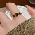 18K Gold Plated Tiger Eye Round Open Ring For Women view 3