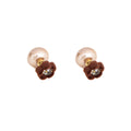 Vintage French Flocked Round Ball Pearl Zircon Front Back Wear Studs Elegant Niche Design Earrings view 5