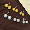 Elegant Vintage Brushed Gold Alloy Round Ball Stud Earrings For Women Fashion Metal Pearl Look Earrings view 2