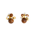 Elegant Vintage Hong Kong Style Pearl Brown Crystal Round Ball Cluster Alloy Statement Stud Earrings view 5