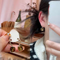Light Luxury Coffee Brown Zircon Square Pendant Copper Drop Earrings for Daily Commute view 4