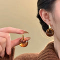 Vintage Maillard Acrylic Marbled Round Pendant Drop Earrings For Women Daily Commute Jewelry view 2