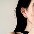 14K Gold Plated Zircon Faux Pearl Geometric Round Drop Earrings For Women French Light Luxury view 2