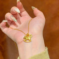 24K Gold Plated Copper Horse Coin Necklace, New Chinese Light Luxury Zodiac Collarbone Chain view 4