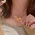 24K Gold Plated Copper Horse Coin Necklace, New Chinese Light Luxury Zodiac Collarbone Chain view 3